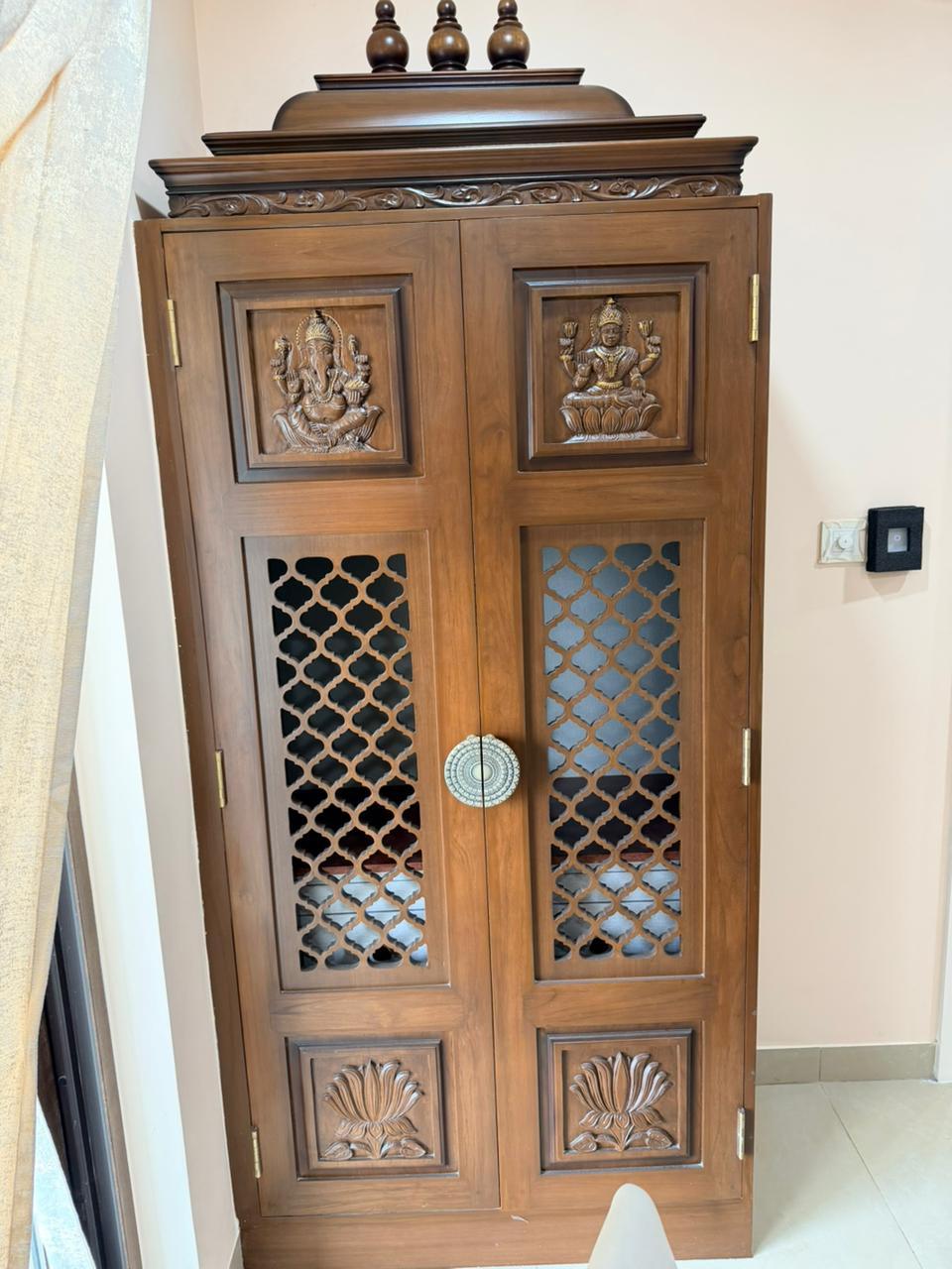 Carved cabinet heritage wood detail for premium interior design