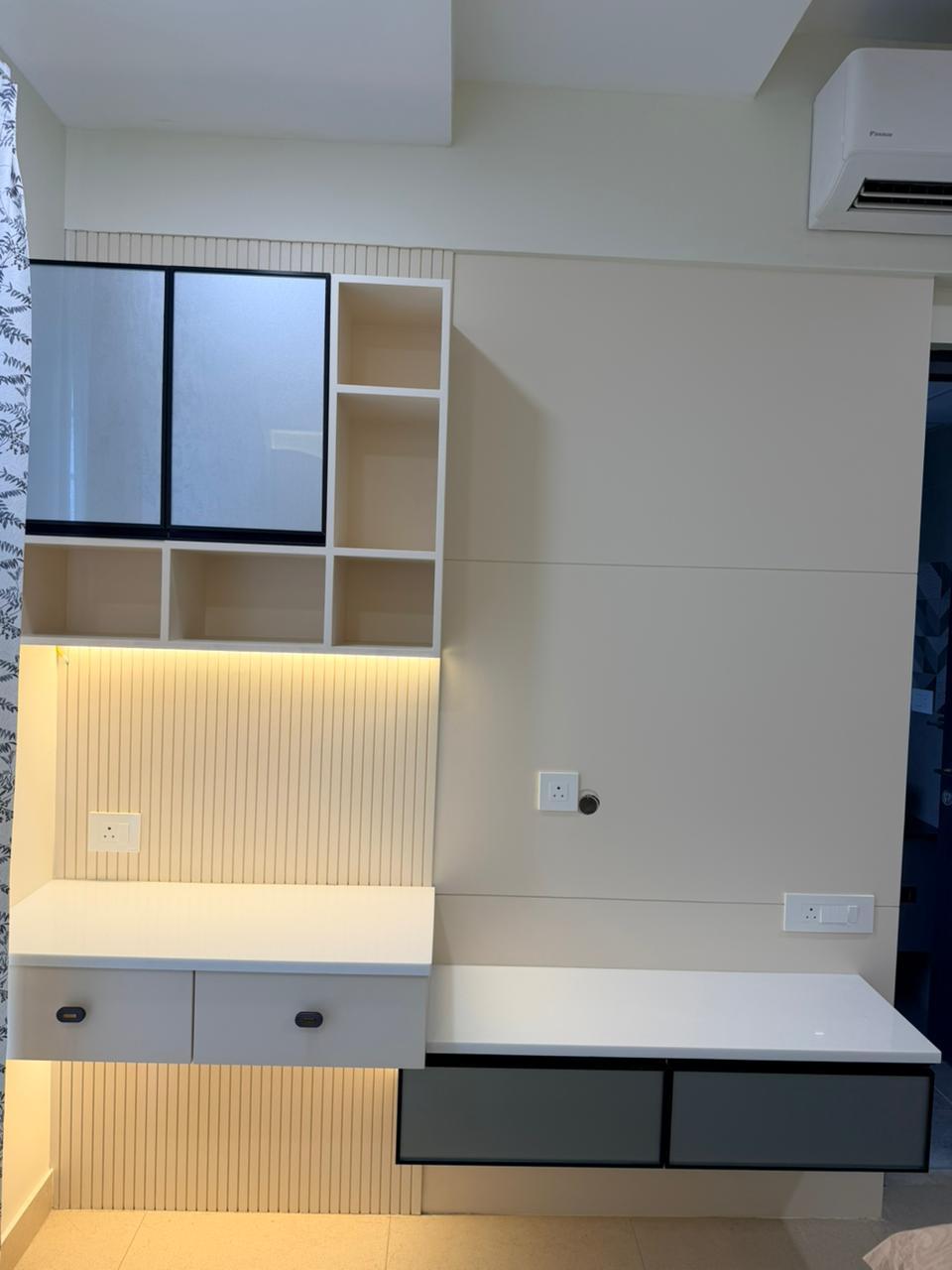 Compact wardrobe and study unit interior design for Chennai bedrooms