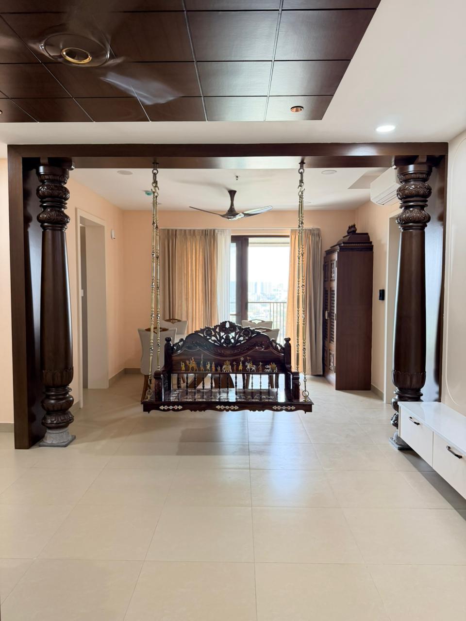 Premium classic living and dining hall interior design in Chennai