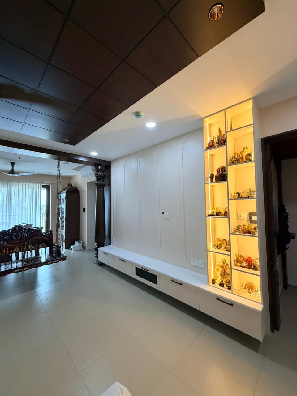 TV wall display shelf for premium living room interiors