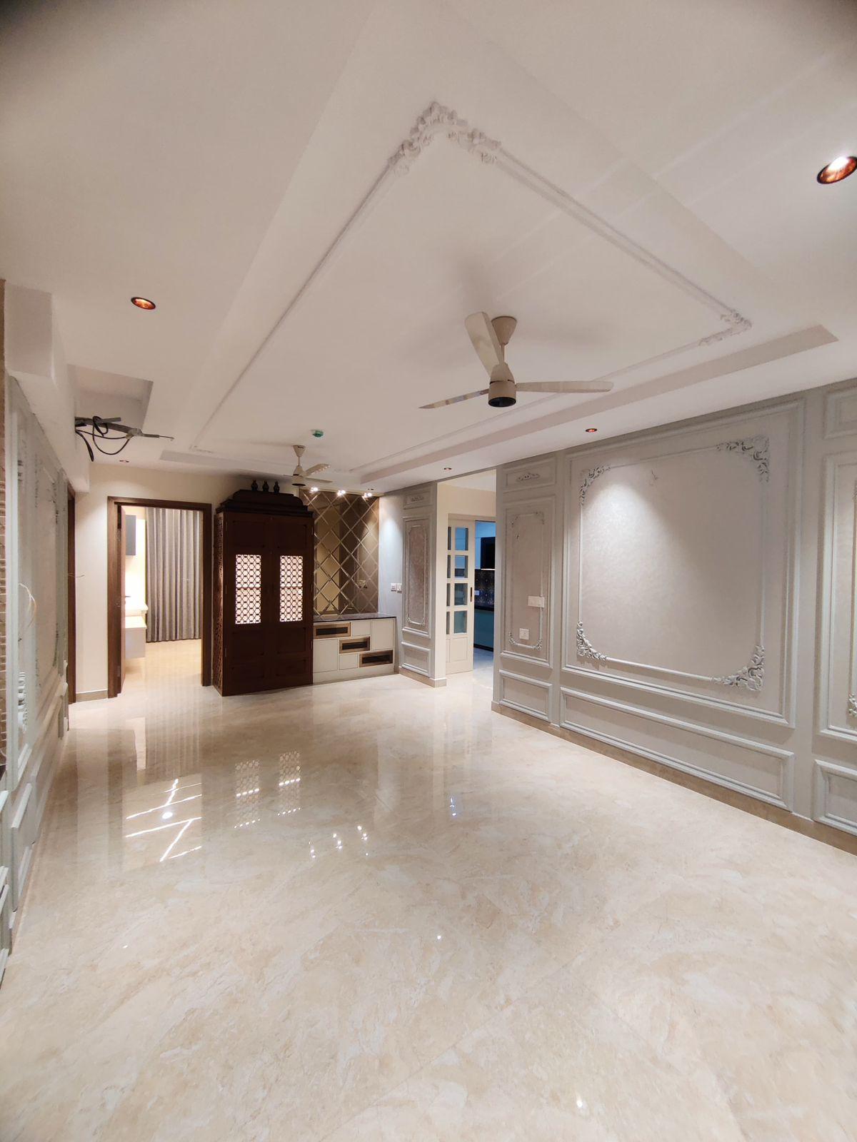 Classic white false ceiling design for living hall interiors