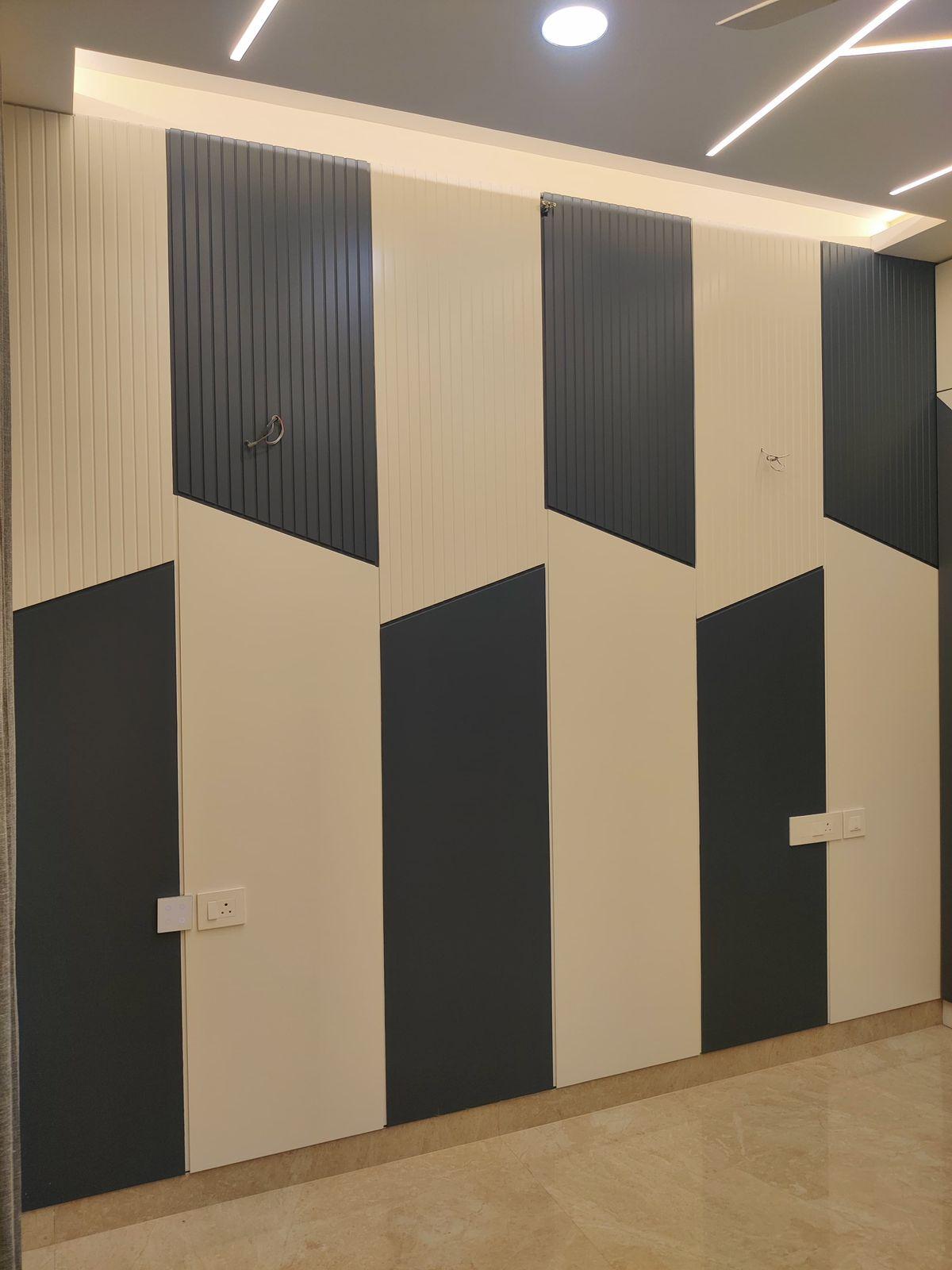 Geometric wall panel design for bedroom interiors
