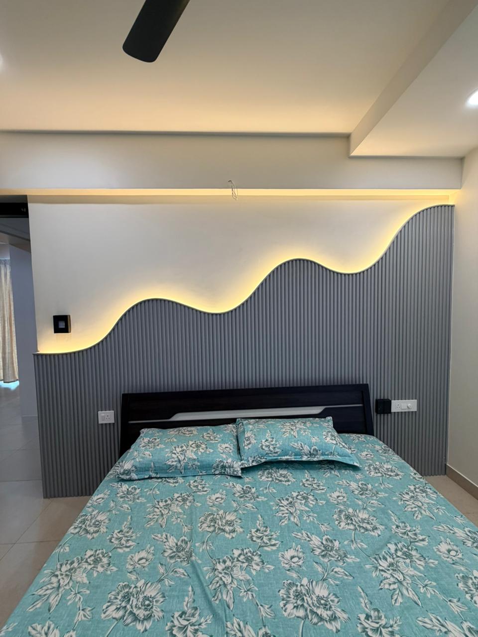 Bedroom interior with custom wall detail